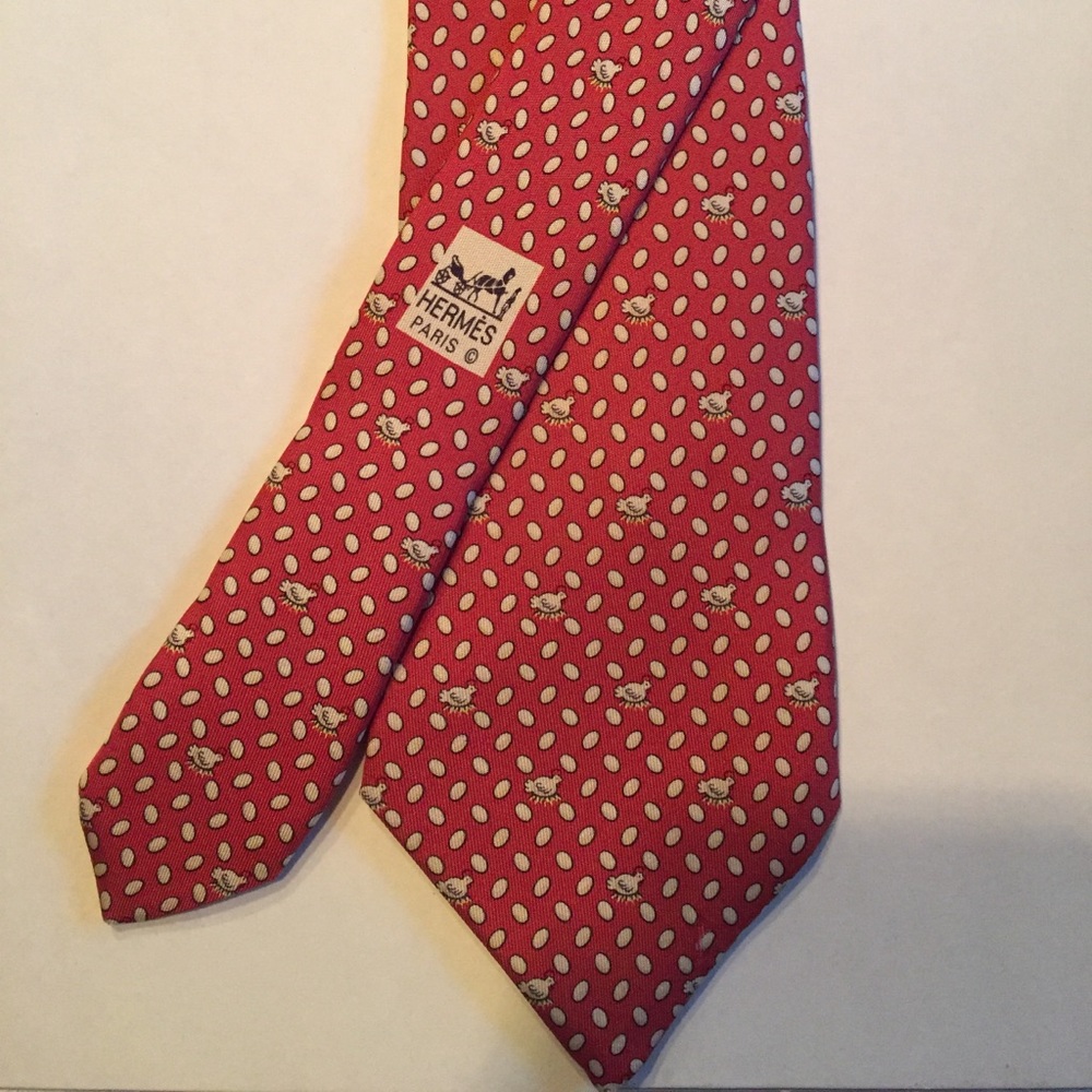 Hermès Red “Hen and Egg” Tie- AUTHENTIC